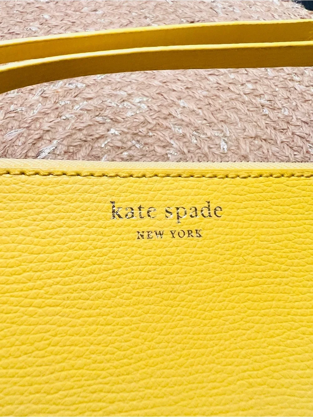 kate spade Large Yellow Pebbled Leather Wristlet Tote NWOT